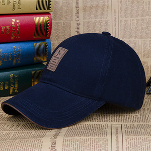 Baseball <b>Cap</b> <b>Navy</b> <b>Blue</b> Cotton Duckbill Sun Hat For Men With Logo Patch - Product Image 1