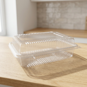 Tapa de PET transparente con bisagra, capacidad de 1250 ml / 42 oz, gama de tapas de PET con bisagra - Cajas de PET con bisagra al por mayor para panadería - Product Image 1