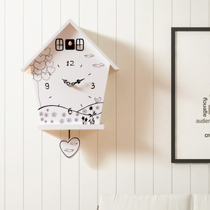Orologio da parete 14 pollici orologio da parete a cucù di uccelli da cartone animato altalena orologio al quarzo casa Decro camera da letto bambini personalità giorno allarme - Product Image 3