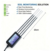 Capteur d'humidité du sol, NPK, EC, température, humidité, salinité, pH, RS485 MODBUS 8 en 1 avec système MQTT JSON pour l'irrigation des terres agricoles