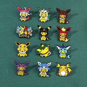 Neueste Multi Designs Nette Anime Logo Abzeichen Hut Brosche Cartoon Pokemoned Pikachu Eevee Gengar Metall Emaille Kragen Brosche Pins - Product Image 2