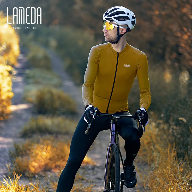 LAMEDA Breathable Sweat Wicking Thermal Long Sleeve Custom Men Cycling Jerseys
