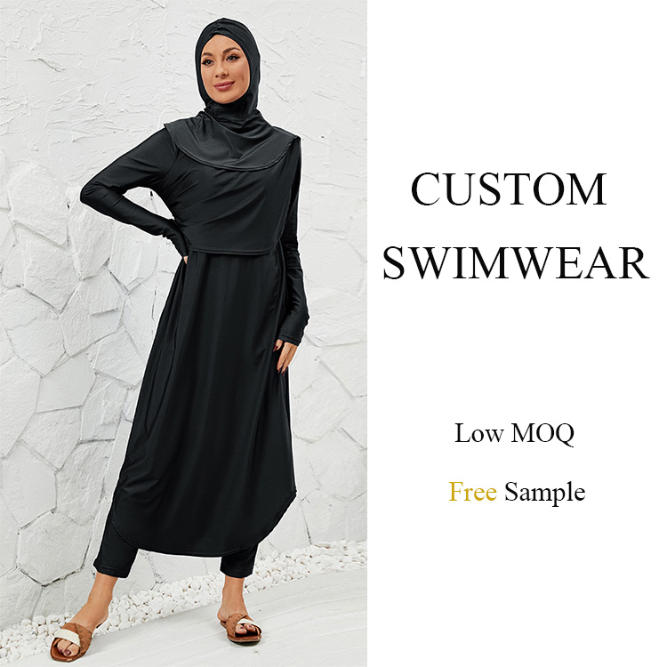 Modesto Uv Protection Costume Da Bagno Musulmano Full Cover 3 Pezzi - Burkini Con Hijab, Modesto Costume Intero Donna