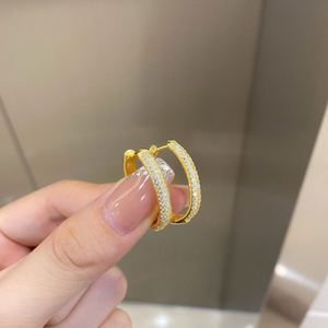 Dylam 18K Gold <b>Hoop</b> Stud Earrings Women Girls Diamond 925 Sterling <b>Silver</b> Big 5A CZ Cubic Zirconia Large <b>Hoop</b> Earrings - Product Image 6