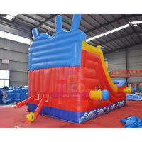 Castillo Inflable Seco y Húmedo con Tobogán de Barco Pirata, Casa de Brinco para Niños con Soplador, para Fiestas al Aire Libre en el Patio Trasero