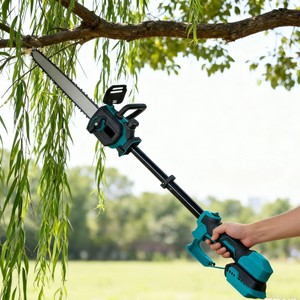 Scie à chaîne télescopique sans balais de 12 pouces alimentée au lithium pour l'aménagement paysager, l'abattage, le jardinage, la menuiserie, scie à chaîne électrique - Product Image 1