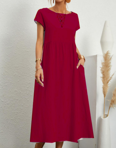 Ampio abito senza maniche in lino di cotone con tasca in colore puro per le donne <span class=keywords><strong>comodi</strong></span> <span class=keywords><strong>abiti</strong></span> estivi traspiranti alla moda - Product Image 5