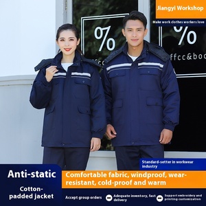 Chaqueta acolchada de algodón para <span class=keywords><strong>electricista</strong></span> para Otoño Invierno tira reflectante taller <span class=keywords><strong>ropa</strong></span> de protección laboral <span class=keywords><strong>ropa</strong></span> de trabajo gruesa larga - Product Image 6