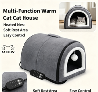 MEEW Lit chauffant pour chat alimenté par USB, double usage, nid chaud, maison pour animaux de compagnie pour petits chats, chiots et chiens