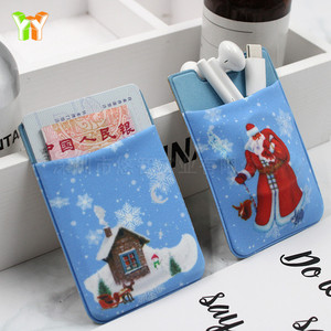 Pegatinas personalizadas para la parte trasera del teléfono y soportes para tarjetas navideños, pegatinas para teléfono de tela Lycra con patrón de transferencia térmica, regalo promocional - Product Image 3