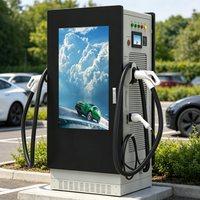 Station de recharge EV intégrée à double borne CCS GBT 120kW 150kW, chargeur rapide DC commercial pour véhicules électriques avec écran publicitaire