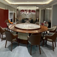 Elektrischer Hotel-Esstisch mit Steinplatte und Drehfunktion, Großer Runder Tisch für Private Esszimmer, Luxuriös für 15-20 Personen