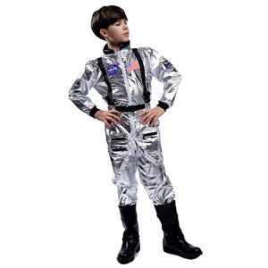 Costume d'astronaute pour enfants, garçons et filles, combinaison spatiale argentée, déguisement de fête d'Halloween pour enfants M094 - Product Image 3