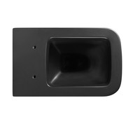 Cuvette de toilette carrée noire mate sans rebord, salle de bain WC en céramique P-trap, toilettes sur pied