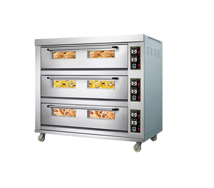 Nouveau four électrique commercial à 3 niveaux et 9 plateaux avec contrôle de température indépendant 220V pour boulangerie et restaurant, idéal pour la pizza et la pâtisserie. - Product Image 3