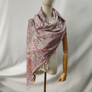 Custom Pashmina Scarf Silky Women Two Tone Pashmina Shawls And Wraps With Fringes High Quality Paisley Scarfs Shawls