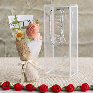 Ramo de Flores Tejidas a Crochet, Realistas y Modernas, en Caja de Regalo, para Decoración del Hogar y Festividades, Venta Caliente - Product Image 4