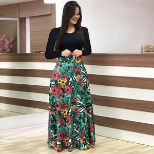 <span class=keywords><strong>Abbigliamento</strong></span> Femminile all'Ingrosso - Gonne, Alla Moda, Stampa Floreale a Maniche Corte, Abiti Lunghi ed Extra Lunghi, Gonne Casual da Donna - Product Image 5