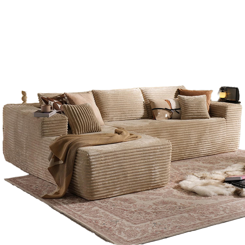 L-Shaped Velvet Modular Sectional Sofa