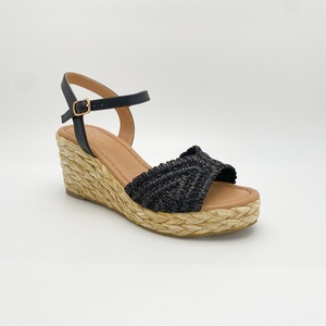 Scarpe moda donna tacchi alti da donna sandali con zeppa di lino Anti-scivoloso traspirante per abiti da sera primavera estate - Product Image 2