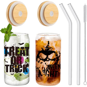 Vui 16oz Halloween ma ly thủy tinh dơi cà phê có thể Gothic ma quái bia thủy tinh Cookie Jar trang trí nội thất Quà Tặng uống chai nước - Product Image 6