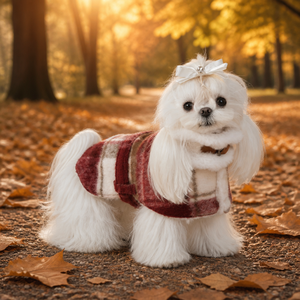 Cape en laine rayée rouge légère pour petits chiens, poncho chaud pour <span class=keywords><strong>chien</strong></span> avec col en fourrure, manteau d'hiver, tailles S M L XL XXL - Product Image 5