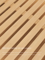 Lit nuage flottant en bois massif, style minimaliste italien et nordique, avec sommier à lattes en tissu technique, lit double 1500x2000mm SMC069