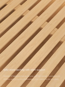 Cama Flotante <span class=keywords><strong>de</strong></span> Madera Maciza Estilo Nórdico Minimalista Italiano con Base <span class=keywords><strong>de</strong></span> <span class=keywords><strong>Láminas</strong></span> <span class=keywords><strong>de</strong></span> Tela Tecnológica, Cama Doble 1500x2000mm SMC069 - Product Image 3