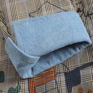 Gray Plaid Graffiti Double Breasted Blazer Women Spring Autumn Folded Cuffs Casual Fashionable Suit Jacket - Product Image 3