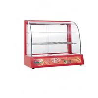 Réchauffeur de nourriture d'affichage incurvé électrique commercial vitrine acier inoxydable verre nourriture chaude pain poulet Pizza Snack équipement