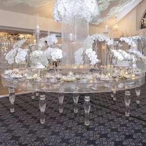Sino Perfect Transparency <b>Round</b> Acrylic Transparent Clear <b>Dining</b> <b>Table</b> With Leg <b>for</b> Wedding Event Banquet Party - Product Image 1