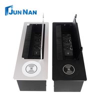 Prise de charge sans fil universelle en aluminium à 3 sorties avec port USB, prise de courant encastrée de bureau avec brosse