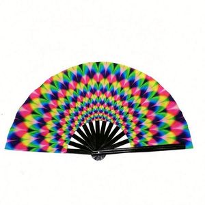 Large Folding Rainbow Hand Fan for Dance Music Festival Carved Fairy Style with Bamboo Ribs for Drag Queen Rave - Product Image 5