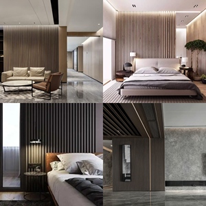 Trung Quốc Nhà máy thân thiện với môi Gỗ nhựa composite PVC rãnh Bảng điều chỉnh trong nhà không thấm nước WPC lưới tản nhiệt bảng tường cho phòng khách - Product Image 4