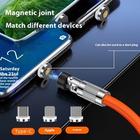 Câble de charge rapide HAOYUE 540 degrés rotatif magnétique trois-en-un TPE pour téléphone portable, type-C, 1,8 m, 120 W, pour Android