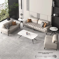 Vente directe d'usine, canapé de bureau et table basse en cuir PU moderne et durable de style nordique pour les petites zones de réception et les hôtels