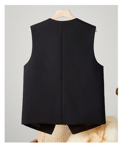 <span class=keywords><strong>Gilet</strong></span> de <span class=keywords><strong>Costume</strong></span> Élégant Décontracté <span class=keywords><strong>pour</strong></span> Femme Printemps Automne Style Coréen Ample <span class=keywords><strong>Sans</strong></span> Manches Veste Simple Boutonnage Velours Coupe-Vent Col en V - Product Image 6