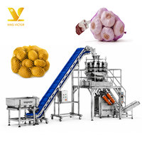 Automatische gaasverpakkingsmachine voor aardappel, ui, knoflook, citrusvruchten en groenten, inclusief wegen, knippen en verpakkingslijn