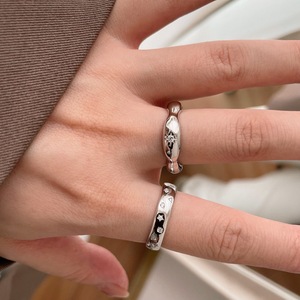 S925 Pure Silver Eight-Pointed <b>Ring</b> with Niche Design Minimalist <b>Open</b> Mouth for Women Versatile and Casual Free Size - Product Image 3