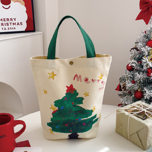 Sac de Noël en toile pour enfants, thème Père Noël, idéal pour transporter des bonbons, des collations ou décorer un ours de Noël - Product Image 6