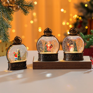 Cross-border Christmas miniature lantern, water-filled luminous <b>flat</b> lamp ornament, gift, atmospheric portable night light - Product Image 2