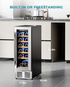 EUHOMY-Refrigerador de <span class=keywords><strong>vino</strong></span> de <span class=keywords><strong>12</strong></span> pulgadas con logotipo personalizado, 18 botellas, integrado o independiente, venta al por mayor - Product Image 4