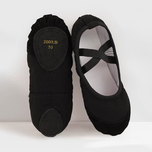 أحذية باليه للفتيات مصنوعة من الجلد الصديق للبشرة والقابل للتنفس، مع غطاء أصابع جلدي ونعل قماشي، أحذية تدريب للرقص الحديث بالجملة - Product Image 4