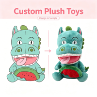 Peluche Dragon Personnalisée Verte avec Accessoire Pastèque, Peluche Super Douce Personnalisable, Cadeau d'Anniversaire pour Enfants