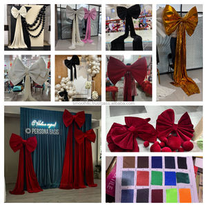 การตกแต่งงานอีเว้นท์สีดำเรียบสำหรับวันวาเลนไทน์โบว์ผ้าสำหรับงานแต่งงานงานเลี้ยงฉากหลังเวทีตกแต่ง - Product Image 4