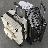 Nouvelle valise en aluminium pour femmes et hommes, roulettes silencieuses, roues universelles, matériau ABS+PC, valise à roulettes durable, grande capacité, voyage