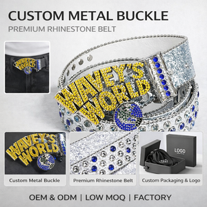 Yogoo Kemer Özel Tasarım Rhinestone Harfli Metal Tokalı Deri Kemer, Moda Markası Sokak Stili Tasarımı Düşük Minimum Sipariş Adedi OEM ODM - Product Image 1