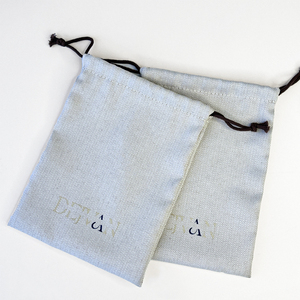 Pochette en coton à chevrons réutilisable avec logo personnalisé Sacs à poussière étanches avec cordon de serrage pour le rangement des vêtements, chaussures et chaussures - Product Image 3
