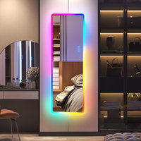7-Farbiger Leuchtender Bodenspiegel Divatla Dreamcolor Neon-Wandspiegel RGB Neonlicht Mit Musik Ganzkörperspiegel für Wohnzimmer
