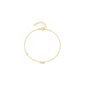 Simple <b>Flower</b> Daily Wear Zircon 925 Bracelet for <b>Girls</b> 18k Gold Plated - Product Image 1